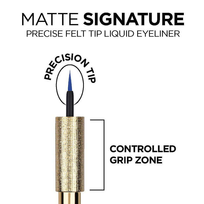 L'Oreal Paris Makeup Matte Signature Liquid Dip Eyeliner, Waterproof, Precise and Easy Application, All Day Wear, Vivid Matte Finish, Blue, 0.07 fl; Oz. L'Oreal Paris