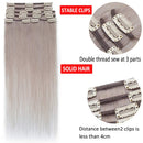 Hairro Clip in Hair Extensions 100% Human Hair Thin Grey 12 Inch Short Straight Human Hair Clip on Hairpieces 55g Machine Weft 8pcs 18 Clips for Women Hairro Store