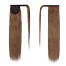 Ponytail Extensions Wrap Around Clip in Human Hair Ponytail Remy Human Hair Pony Tails Hairpiece Long Straight Comb Binding One Piece for Women Girl 16 inch Light Brown