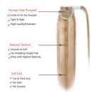 Wrap Around Human Hair Ponytail Extensions 100% Remy Human Hair 20 Inches Long Straight Silky With Comb Clip in One Piece Wrap Pony Tail Extensions