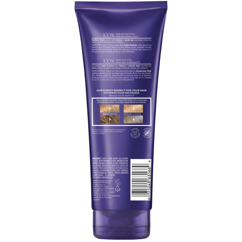 L'Oreal Paris EverPure Sulfate Free Brass Toning Purple Conditioner for Blonde, Bleached, Silver, or Brown Highlighted Hair, 11 Fl; Oz (Packaging May Vary) L'Oreal Paris