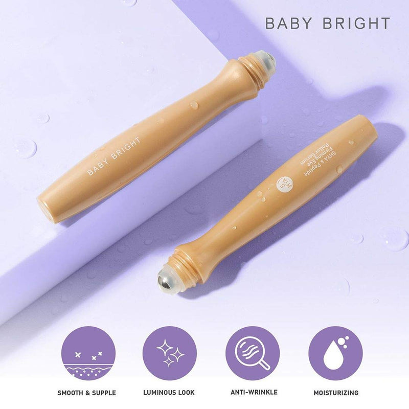 Baby Bright 5HYA & Peptide Firming Eye Roller Serum, Reduces Puffy Eyes, Glowing, Vibrant Brightens Skin, Hydrates Under Eye - 1 Pack Baby Bright