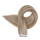 Fshine Human Hair Tape in Extensions 22 Inch Double Sided Tape Hair Extensions Color 18 Ash Blonde Highlight 22 Light Blonde 50 Grams Glue in Extensions Human Hair Fshine Store