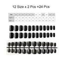 GENNYUE 24PCS and 12 Size of Fake Nails, Nude Full Cover Square Short UV Top Coat Artificial Acrylic Nails, False Nails with Glue, 1 Pack (Black) GENNYUE