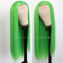 Maycaur Lace Front Wigs Long Straight Hair 22 Inch Lime Green Color Wigs for Fashion Women Synthetic Lace Front Wigs with Natural Hairline Maycaur Store