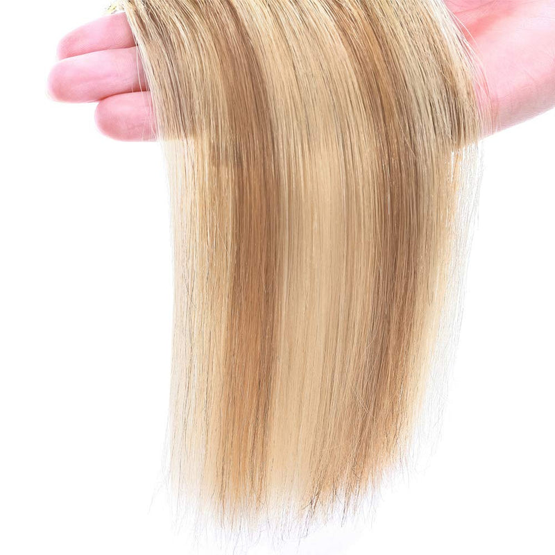 Hairro Seamless Clip in Mini Hairpiecs 10 Inch 100% Human Hair Extensions for Men and Women Adding Volume Highlight