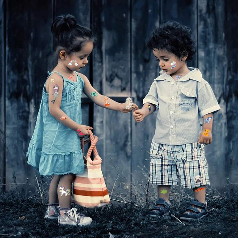 Temporary Tattoos for Kids, Christmas Birthday Party Supplies Unicorn Mermaid Butterflies Dinosaur Fake Tattoo Stickers Art(6 Sheets) AIDFSIP Store