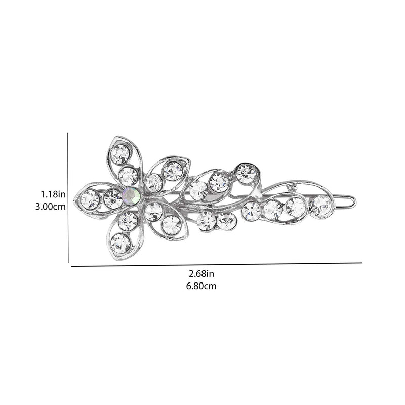LUX ACCESSORIES Set of 2 Floral Filligree Clear Crystal Rhinestones Wedding Bridal Fashion Hair Pins LUX ACCESSORIES