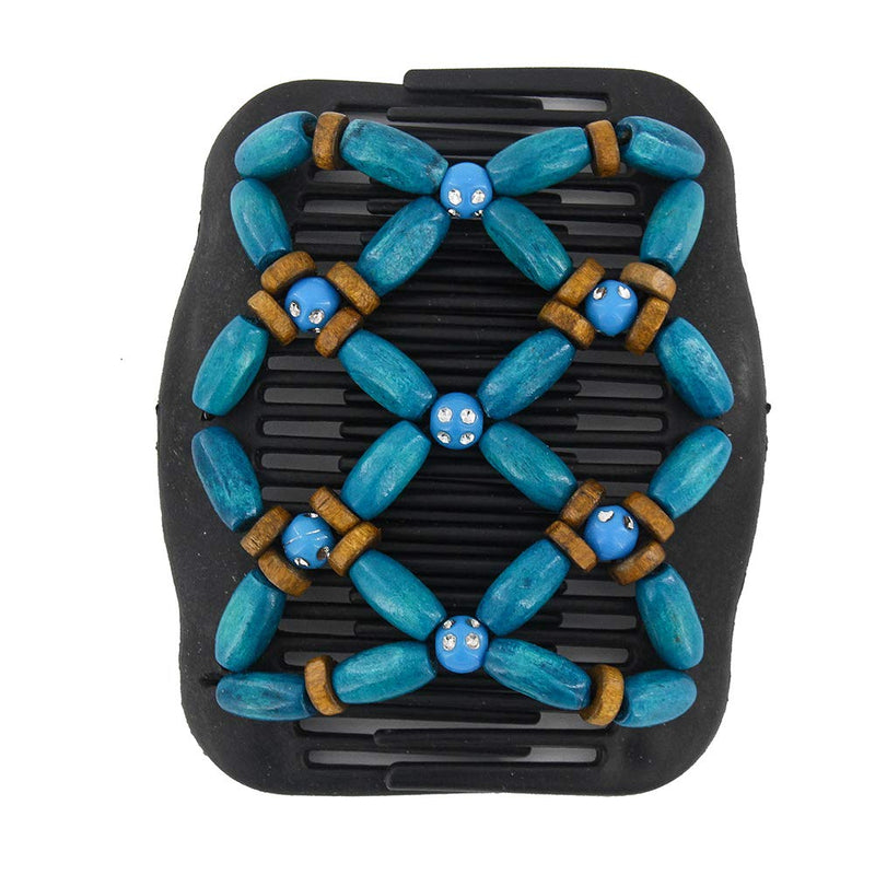 Yeshan Magic Hair Side Combs for Women Wood Beaded Stretch Double Hair Side Combs Clips Bun Maker Hair Accessories,Pack of 6 Yeshan