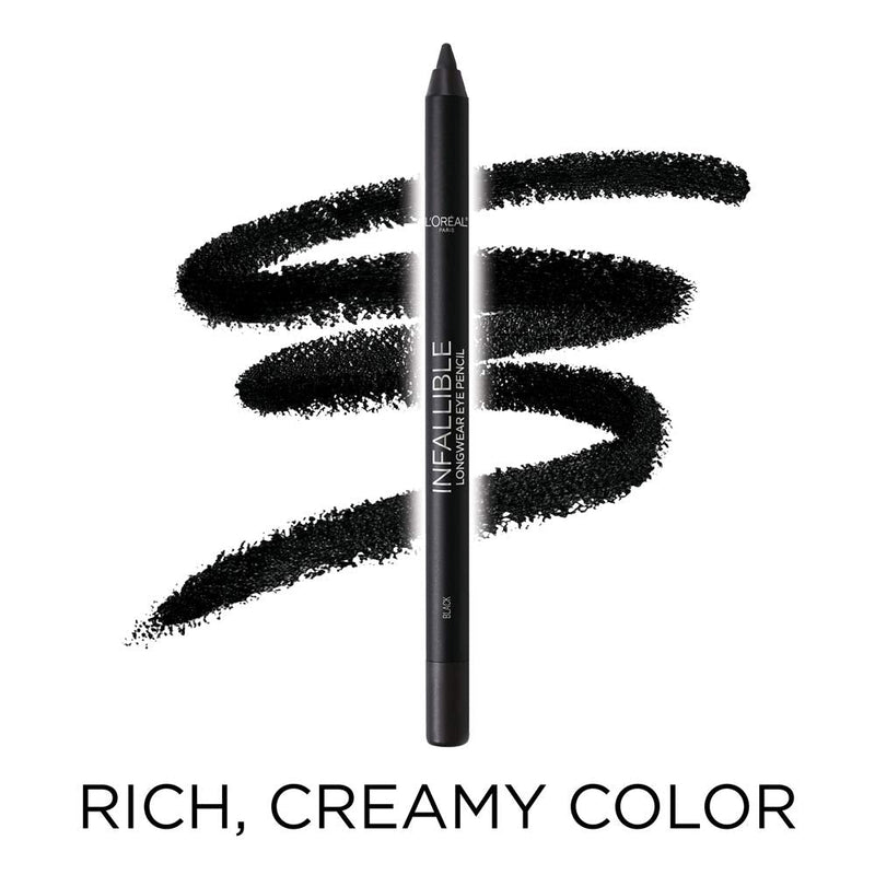 L'Oreal Paris Makeup Infallible Pro-Last Pencil Eyeliner, Waterproof and Smudge-Resistant, Glides on Easily to Create any Look, Black, 2 Count L'Oreal Paris