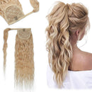 14 Inches Wrap Around Human Hair Ponytail Extensions 100% Remy Human Hair Long Corn Wave Curly With Comb Clip in One Piece Pony Tail Extensions For Girl Lady Women