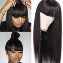Amella Hair Brazilian Silky Straight Human Hair Wigs with Bangs 150% Density None Lace Front Wigs Human Hair for Black Women 10A Lace Vortex Wigs(12”, Straight Wig with Bangs) Amella Store