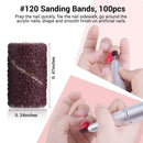 MelodySusie 300 Pcs Professional Sanding Bands Nail Drill Bits Set, 80 Coarse, 120 Medium, 180 Fine Grit EFile Sand Piece Set Mandrel Bit for Acrylic Nails Manicures and Pedicures MelodySusie