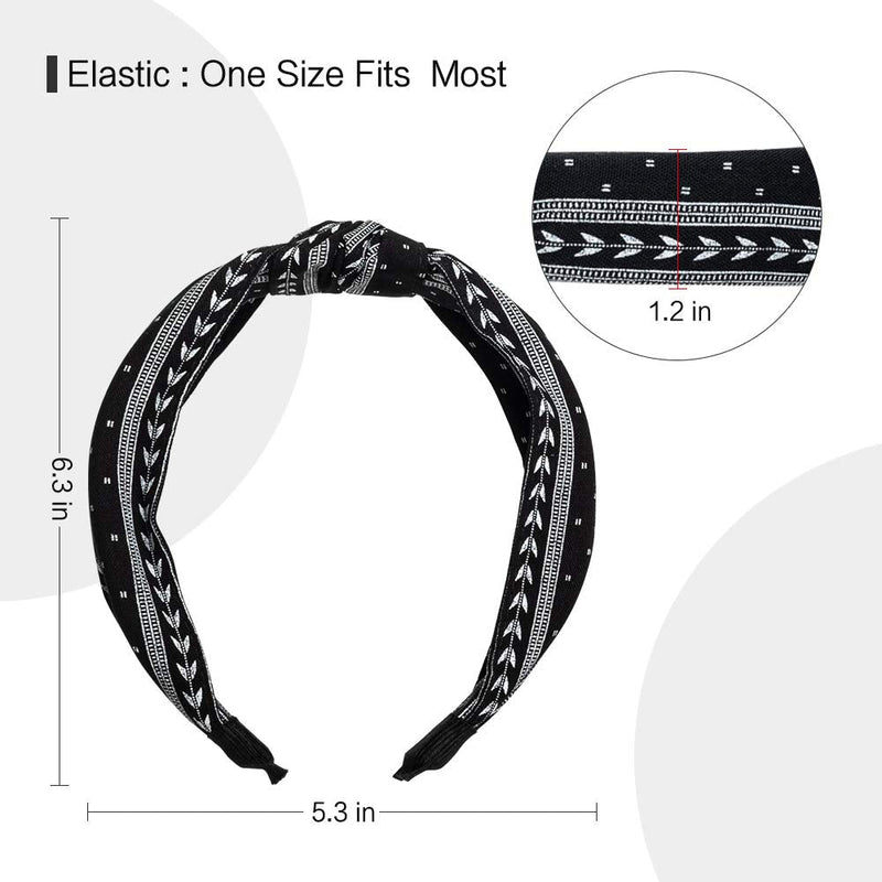 Ebow Yoga Sport Hairband Wide Headbands Knot Turban Headband Hair Band Elastic Hair Accessories for Women and Girls 2 Pcs Set (1Black,1Skyblue) Ebow