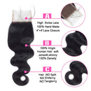 Beauhair 4 Bundles with Closure(16 16 16 16+14 Free Part) Professional Brazilian Body Wave Hair 100% Unprocessed Virgin Human Hair Bundles with Closure Natural Black Human Hair Extensions Beauhair Store