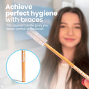 Ortho-Buddy Orthodontic Toothbrush for Braces, Ultra-Soft Nylon Bristle Toothbrush with Birch Wood Handle for Teens & Adults with Braces, Brackets, and Wires - Brown, Pack of 2 Ortho-buddy