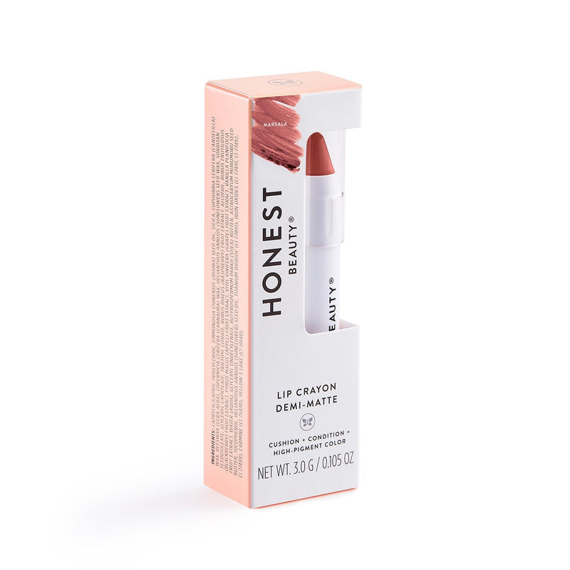 Honest Beauty Lip Crayon-Demi-Matte, Marsala with Jojoba Oil & Shea Butter | Lightweight, High-Impact Color | EWG Certified + Dermatologist tested + Hypoallergenic & Cruelty free | 0.105 oz. Honest Beauty