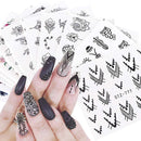 13 Sheets Black Nail Art Stickers Water Transfer Decals Nail Supplies Decorations Accessories with Flowers Necklace Jewelry Dream Catcher Feather Design Foil Tattoo for DIY Nail Manicure Tips ARTEM