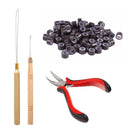Orgrimmar Hair Extension Tool Kit Hair Extension Remove Pliers Pulling Hook 500 PCS Micro Silicone Rings Bead Device Tool Kits for Professional Hair Styling Tools Accessory (Dark Brown) Orgrimmar