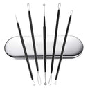 Blackhead remover,Acne treatment,Pimple Popper,Face Skin Care Kit,Professional Comedone Blemish, Zit, Whitehead Scar Extractor, 5 Piece Surgical Grade Stainless Steel Tools & Travel Case (black) Alayna TM