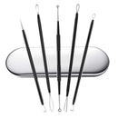 Blackhead remover,Acne treatment,Pimple Popper,Face Skin Care Kit,Professional Comedone Blemish, Zit, Whitehead Scar Extractor, 5 Piece Surgical Grade Stainless Steel Tools & Travel Case (black) Alayna (TM)