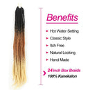 Ombre Box Braids Crochet Hair 24 Inch Medium box braid 3X Box Braid Pre-Looped Crotchet Box Braids Kanekalon Synthetic Hair Extension (24 Inch ,Black-Brown-Beige) Themis Collection