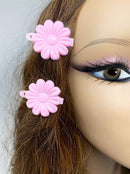 Tara Girls Self Hinge Plastic Flower Hair Barrettes 18 Pieces Selection (Light Pink) Tara