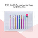 MelodySusie 10pcs Nail Drill Bits Set, 3/32 Inch Diamond Cuticle Nail Bits Kit for Nail Drill E-File, Manicure Pedicure Remover Tools for Acrylic Gel Nails, Salon Home Nail Care Supplies, Rainbow MelodySusie