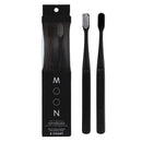 MOON Toothbrushes, Soft Bristle, White and Black Sleek Toothbrushes, 2 Pack Moon