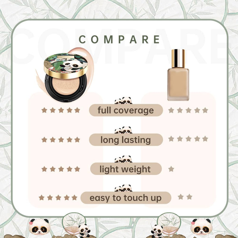 CATKIN Panda Land Full Coverage Cushion Fondation, Breathable Hydrating Nourishing Poreless Face Makeup Save for Sensitive Skin,Sheer Finish (C03 Medium Beige) Infinity Warehouse
