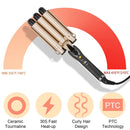 LAYADO 3 Barrel Curling Iron Hair Waver Cluer 22mm (0.86 Inch) Temperature Adjustable Three Barrel Hair Iron Hair Waver Iron Ceramic Tourmaline Triple Barrels Crimper Hair Iron with Dual Voltage Gold LAYADO