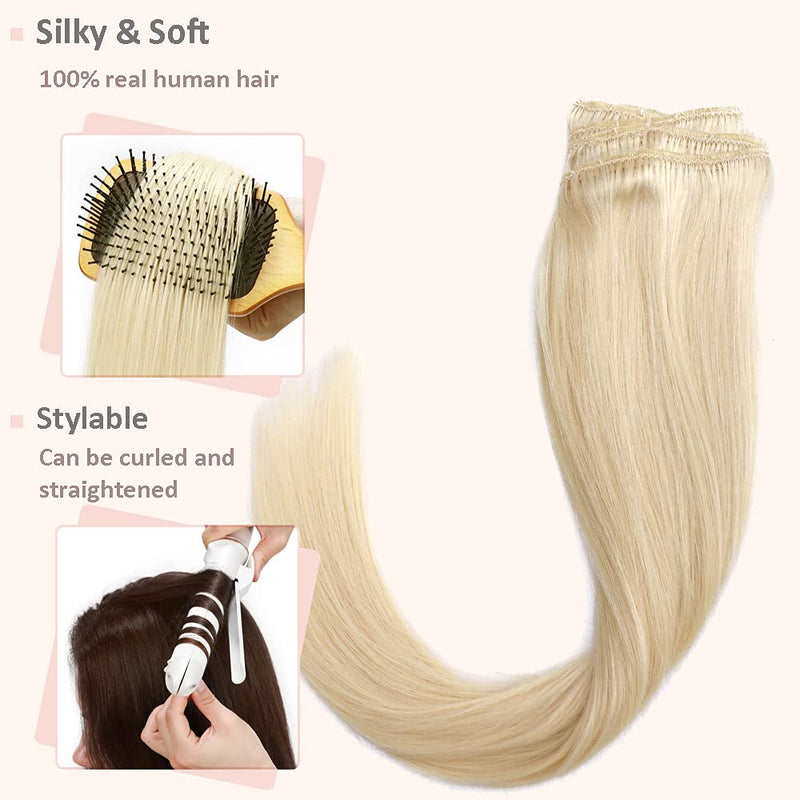 22 Inch Long Clip in Human Hair Extensions 70g Thin 8 Pcs 18 Clips Standard Weft Straight Clip on 100% Human Hairpieces for Women Beauty