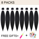 Pre stretched Braiding Hair Extensions Easy Braid Hair 26inch 8 Packs Pre-stretched Braiding Hair for Braiding Yaki Texuture Crochet Hair Extensions (26inch,1B) Royal Collection