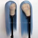 Maycaur Light Blue ace Front Wigs Long Straight Hair 22 Inch Wigs for Fahison Women Synthetic Lace Front Wigs with Natural Hairline Maycaur Store