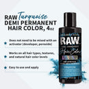 RAW Turquoise Demi-Permanent Hair Color, Vegan, Free from Ammonia, Paraben & PPD, lasts over 45 washes, 4oz Ardell Store