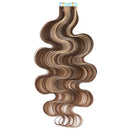 16 Inch Tape in Hair Extensions Body Wave Human Hair Highlight 50g Thin Long Hair 20pcs/pack Seamless Skin Weft Glue in Wavy Hairpieces