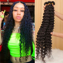 10A Brazilian Deep Wave Bundles Virgin Human Hair Bundles Wet and Wavy Curly Hair 3 Bundles Weave Hair Human Bundles (16 14 12) YOCYTU