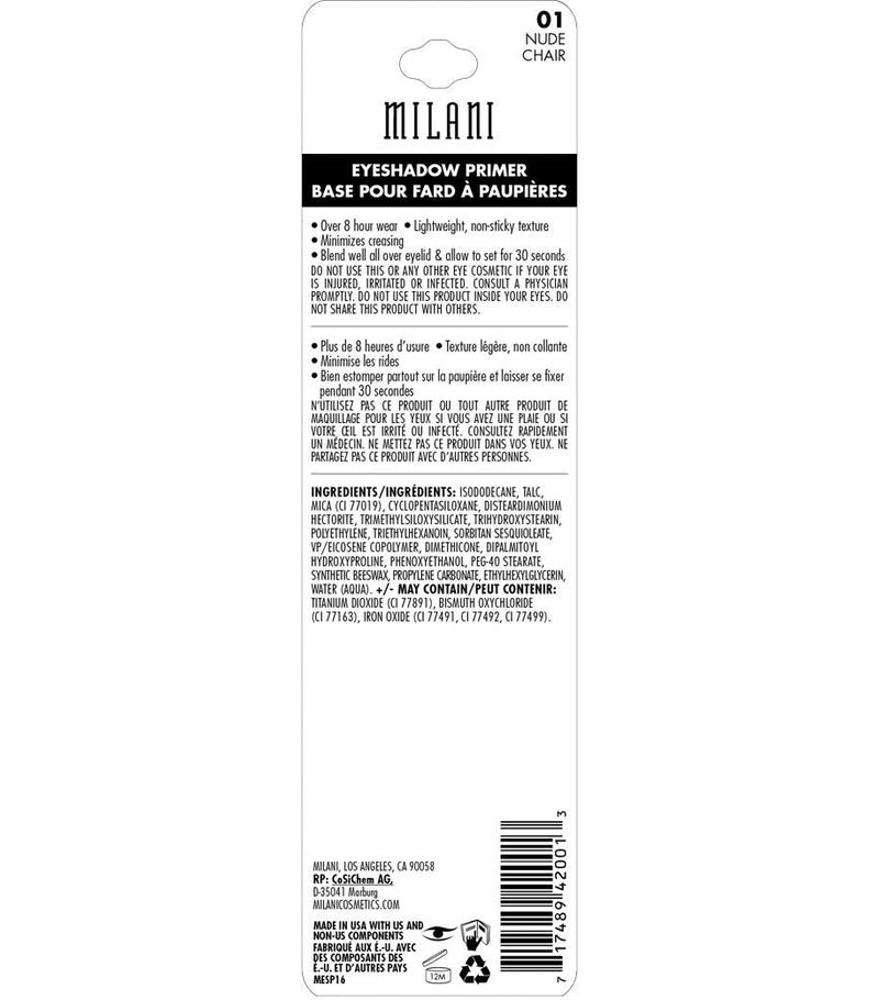 Milani Eyeshadow Primer | Primer Face Makeup Eye Shadow Primer Base | Makeup Primer for Face | Vegan, Cruelty-Free, Made for Long-Lasting Wear | Use with Eye Shadow Palettes (0.3 Fl. Oz.) Milani