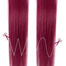 Winsky Burgundy Clip in Colored Hair Extensions 100% Real Human Hair - Straight Highlights Colored Clip on Hairpieces 5 Pieces/Set (18inch, Burgundy) Winsky