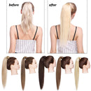 Brown Ponytail Extension Remy Human Hair Clip in Ponytail Hair Extensions Wrap Around Pony Tails Hairpiece Comb Binding Long Straight One Piece Hair for Women 18 inch Medium Brown