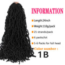 New soft locs Crochet hair 24 inch 6 Packs Faux Curly Wavy Crochet Braids 100% Premium Fiber Synthetic Hair African Hair Extensions (24 inch,