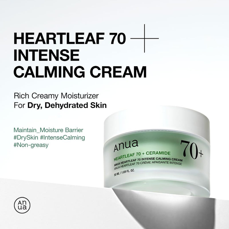 Anua Gentle Moisture Duo: Heartleaf 77 pH 5.5 Soothing Toner & Heartleaf 70 Intense Calming Cream for skin barrier repair, hyaluronic acid, panthenol for facial moisturizer, Vegan, Korean Skincare set Infinity Warehouse