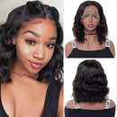 ISEE Human Hair Wigs Short Bob Wigs 13x4 Lace Front Body Wave Wigs 16 Inch 150% Density Pre Plucked with Baby Hair Natural Color For Black Women ISEE Store