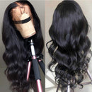 QTHAIR 14A 13x4 Lace Front Human Hair Wigs 16" Brazilian Body Wave Pre Plucked With Baby Hair Body Wave Brazilian Virgin Hair Lace Frontal Wigs for Black Women Natural Black Color QTHAIR Store