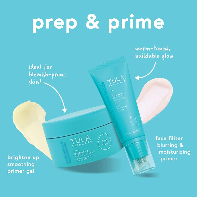 TULA Probiotic Skin Care Brighten Up Smoothing Primer Gel | Silicone-Free, Non-Comedogenic Face Primer Grips Makeup, Infused with Yuzu and Willowherb | 1.41 fl. oz. TULA