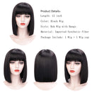 Juziviee Short Bob Hair Wigs for Women, 12'' Cute Black Hair Wig with Realistic Bangs, Natural Looking Soft Synthetic Full Wigs for Party Cosplay AD016BK1 Juziviee