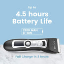 xtava Pro Cordless Hair Clippers and Beard Trimmer - 4.5 Hour Long Life Battery, LCD Display, Titanium and Ceramic Blades - Includes Length Guide Combs, Storage Bag, and Charging Adapter xtava