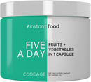 Codeage Instantfood Five A Day, Fruits and Veggies Nutrients, 30 Capsules | Whole-food phytonutrient equivalent of 5 servings of fruits and veggies from 15 sources, one capsule. . Vegan, non-GMO. Infinity Warehouse
