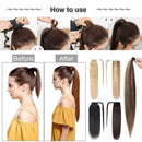 Remy Human Hair Ponytail Extension Clip in Ponytail Hair Extensions Wrap Around Pony Tails Hairpiece Long Straight Comb Binding One Piece for Women Girl 22 inch Medium Brown