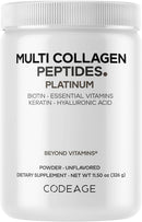 Codeage Multi Collagen for Women & Men Biotin 10000mcg Keratin, Protein Powder Vitamin C B6 D3, Hyaluronic Acid, Niacin - Hydrolyzed Collagen Coffee Creamer 5 Types - Unflavored - Non-GMO - 11.5oz Infinity Warehouse